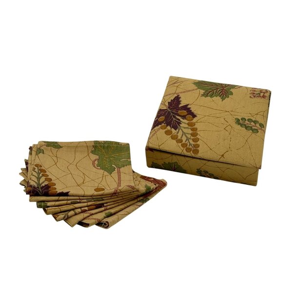 Napkins Fall 8 in Box  Leaf Leaves Season 8 Autumn Thanksgiving Dinner Cocktail - Picture 1 of 3